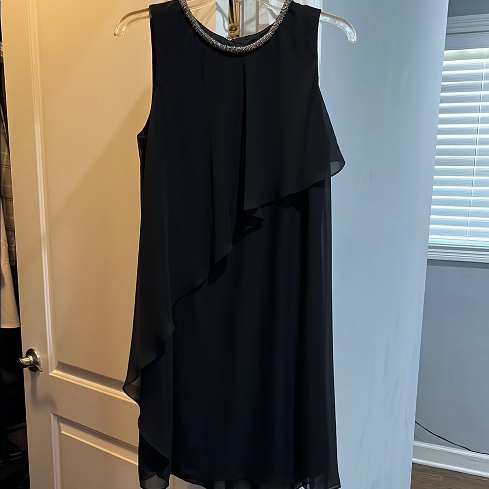 S.L. Fashions Black Asymmetrical Sheath Dress